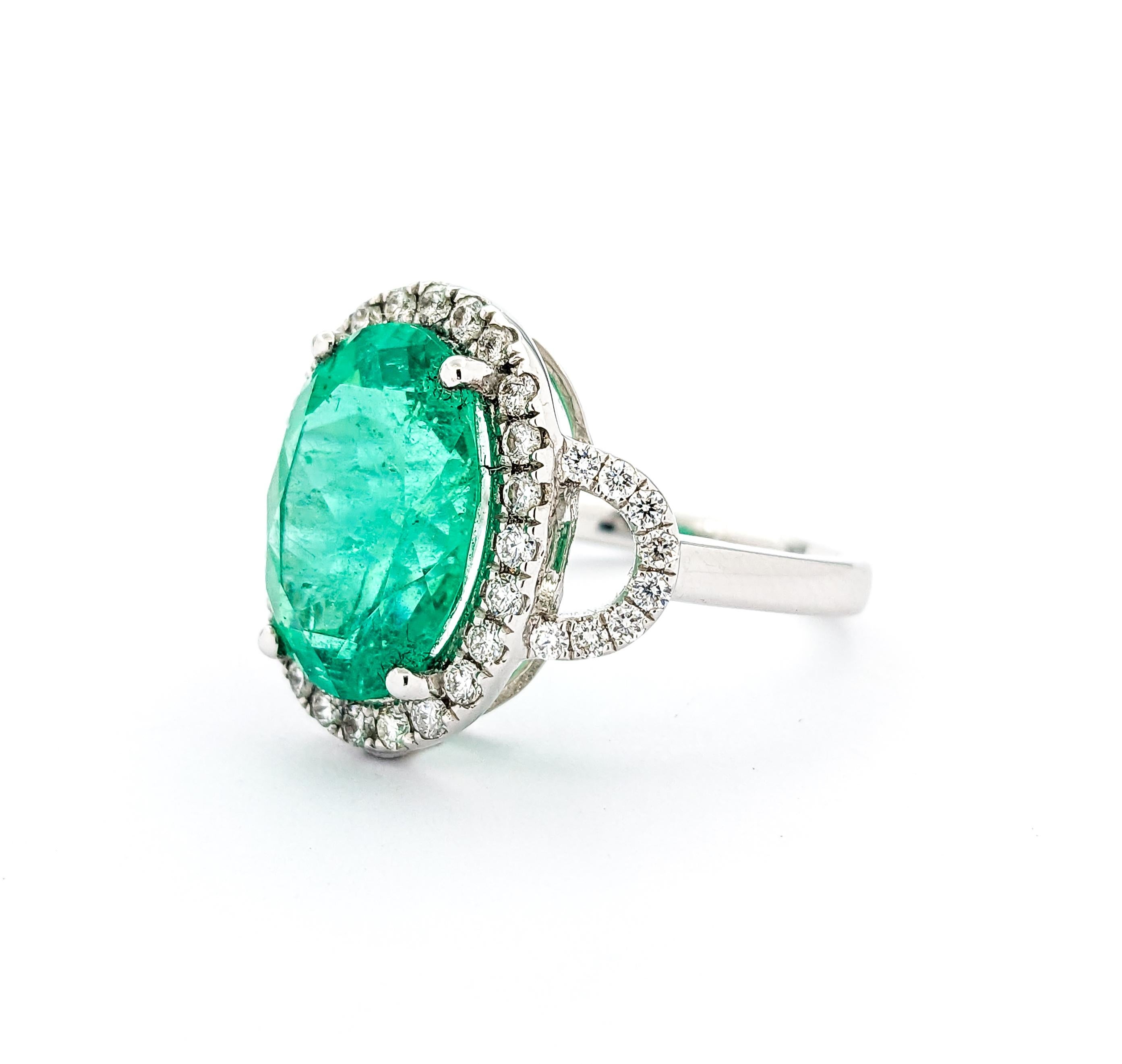 5.44ct Emerald & .59ctw Diamonds Ring In White Gold For Sale 5