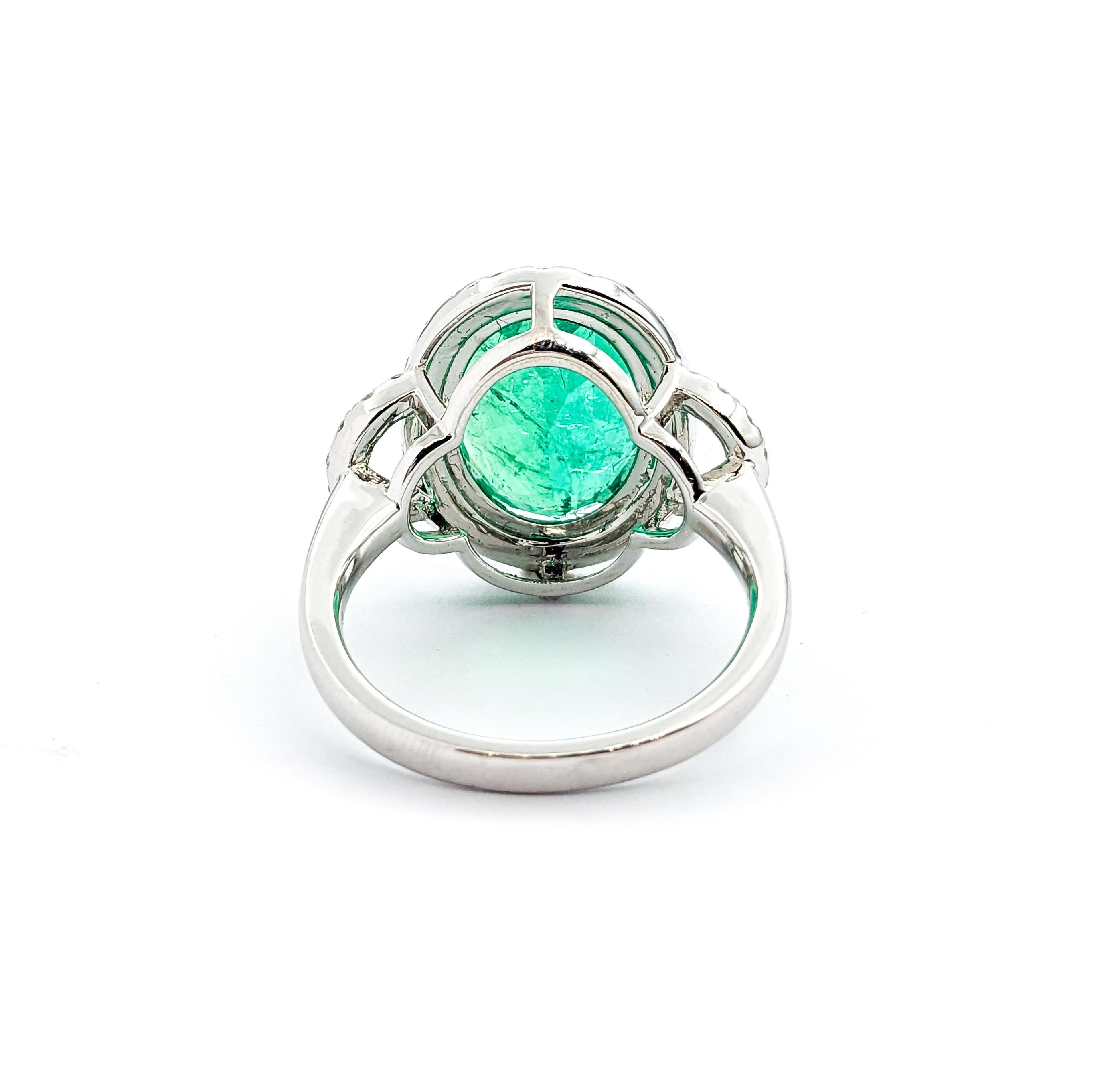 5.44ct Emerald & .59ctw Diamonds Ring In White Gold For Sale 3