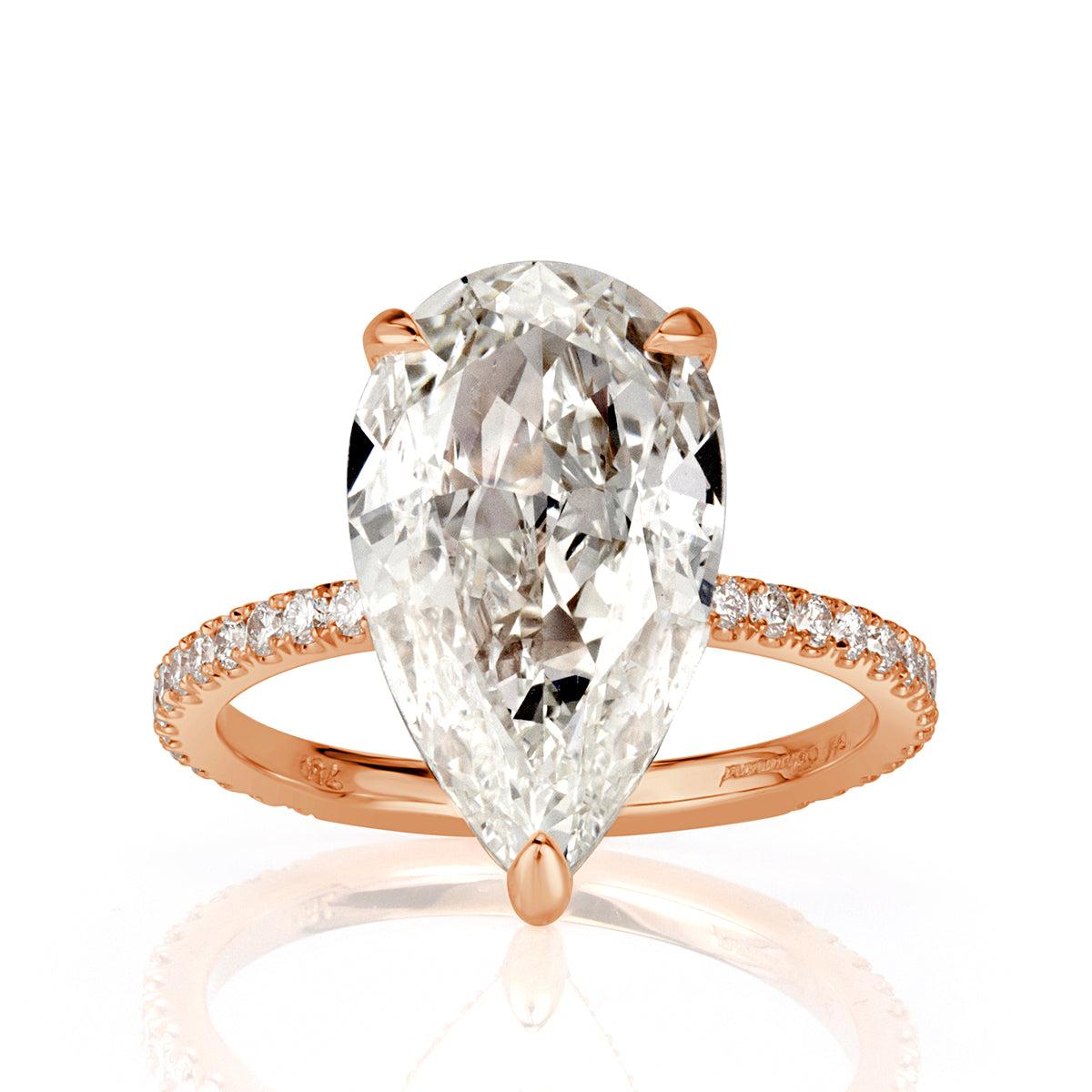 5.44ct Pear Shaped Diamond Engagement Ring For Sale