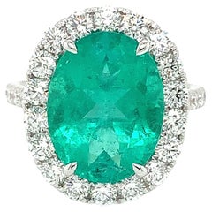 5.45 Carat Colombian Emerald & Diamond Ring in 18 Karat White Gold