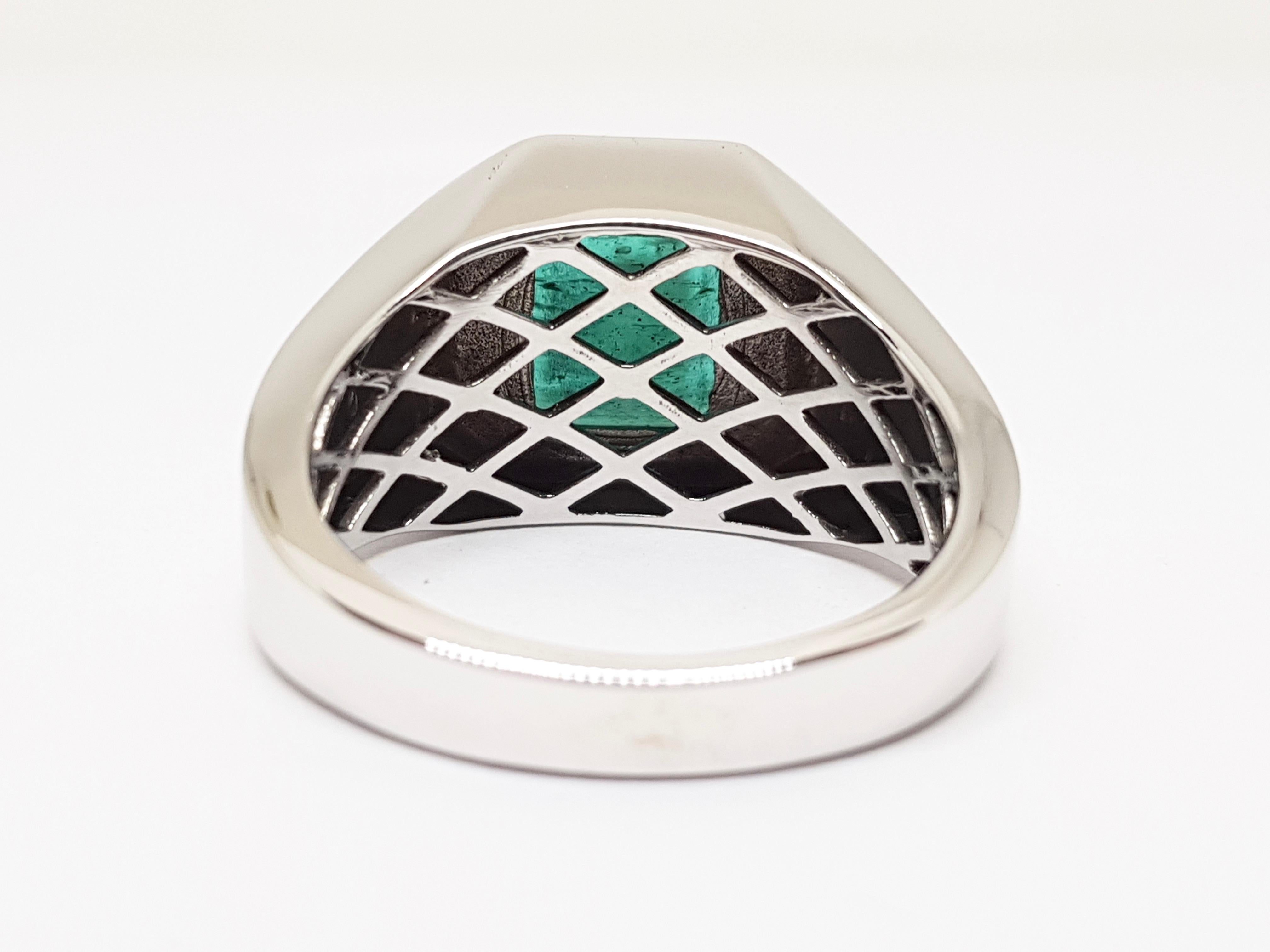 5.45 Carat IGI Certified White Gold Diamond Emerald Men's Ring 1