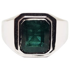 5.45 Carat IGI Certified White Gold Diamond Emerald Men's Ring