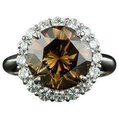 5.45 Carat Natural Fancy Brown Diamond Cluster Ring, GIA