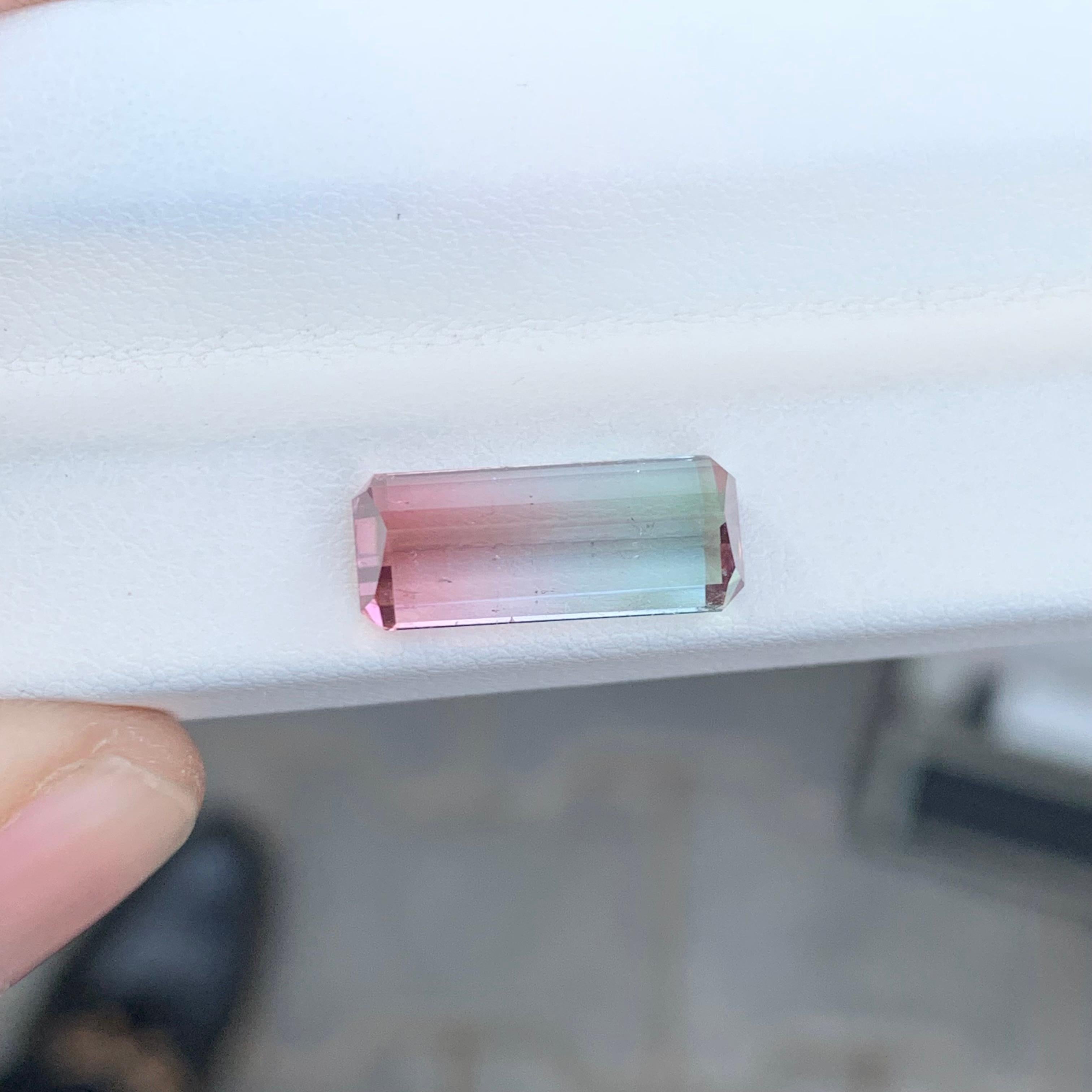 5.45 Carat Natural Loose Bi Colour Tourmaline Long Emerald Shape Gem For Sale 8