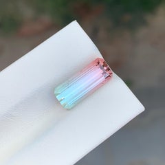 5.45 Carat Natural Loose Bi Colour Tourmaline Long Emerald Shape Gem
