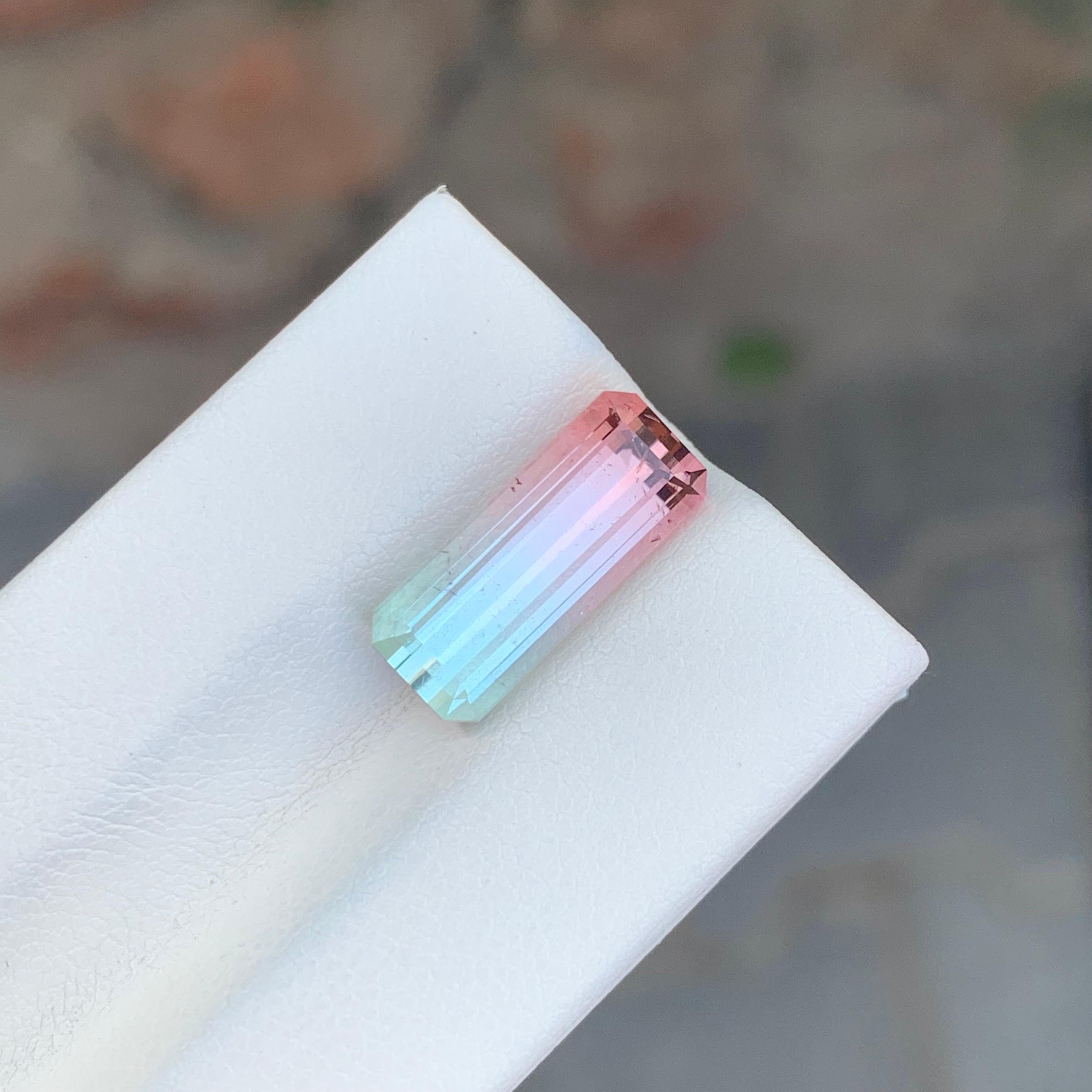Emerald Cut 5.45 Carat Natural Loose Bi Colour Tourmaline Long Emerald Shape Gem For Sale