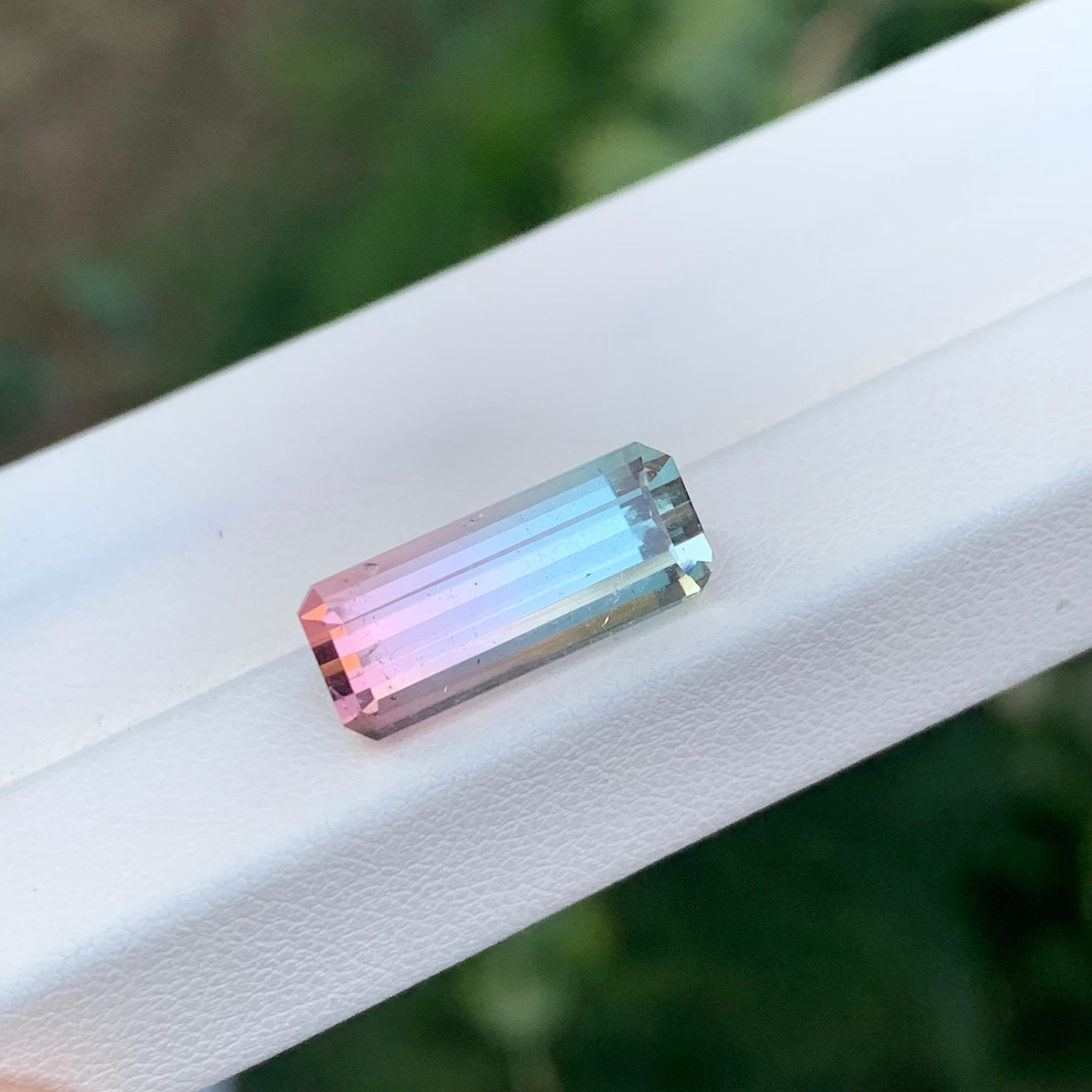 5.45 Carat Natural Loose Bi Colour Tourmaline Long Emerald Shape Gem For Sale 2