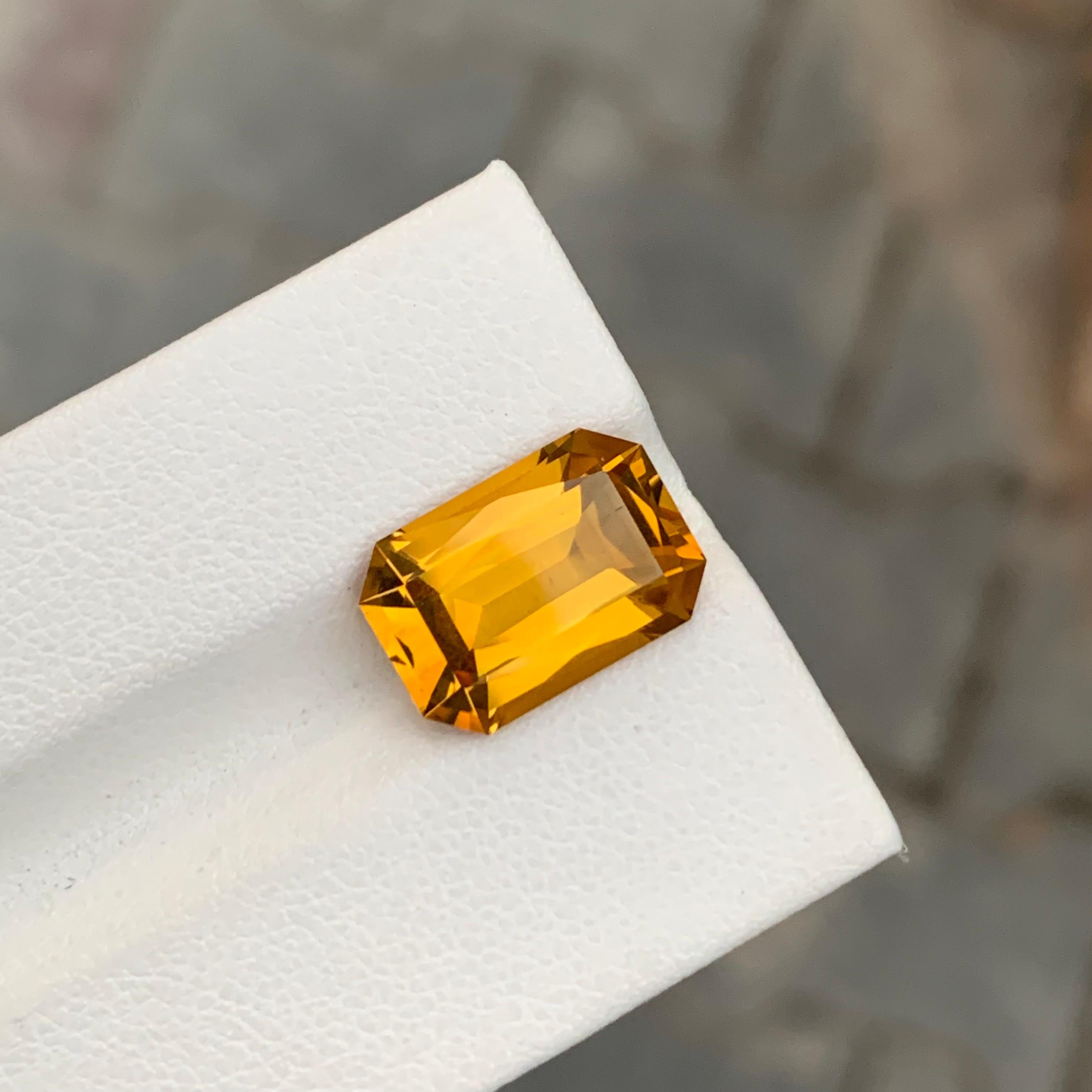 5.45 Karat natürlicher loser Citrin in Smaragdform in Smaragdform für Schmuck im Angebot 4