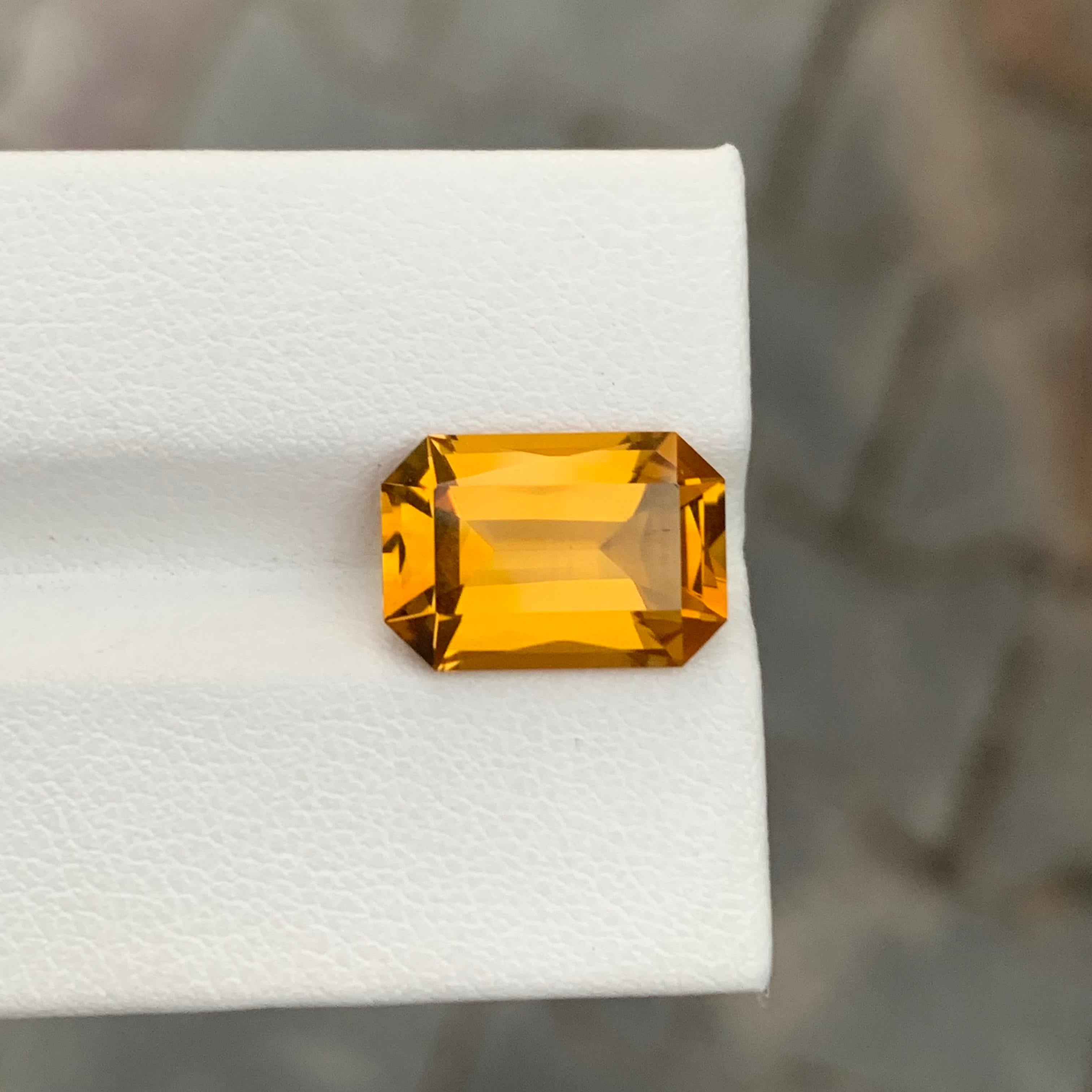 5.45 Karat natürlicher loser Citrin in Smaragdform in Smaragdform für Schmuck im Angebot 5