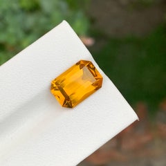 5.45 Carat Natural Loose Citrine Emerald Shape Gem For Jewellery