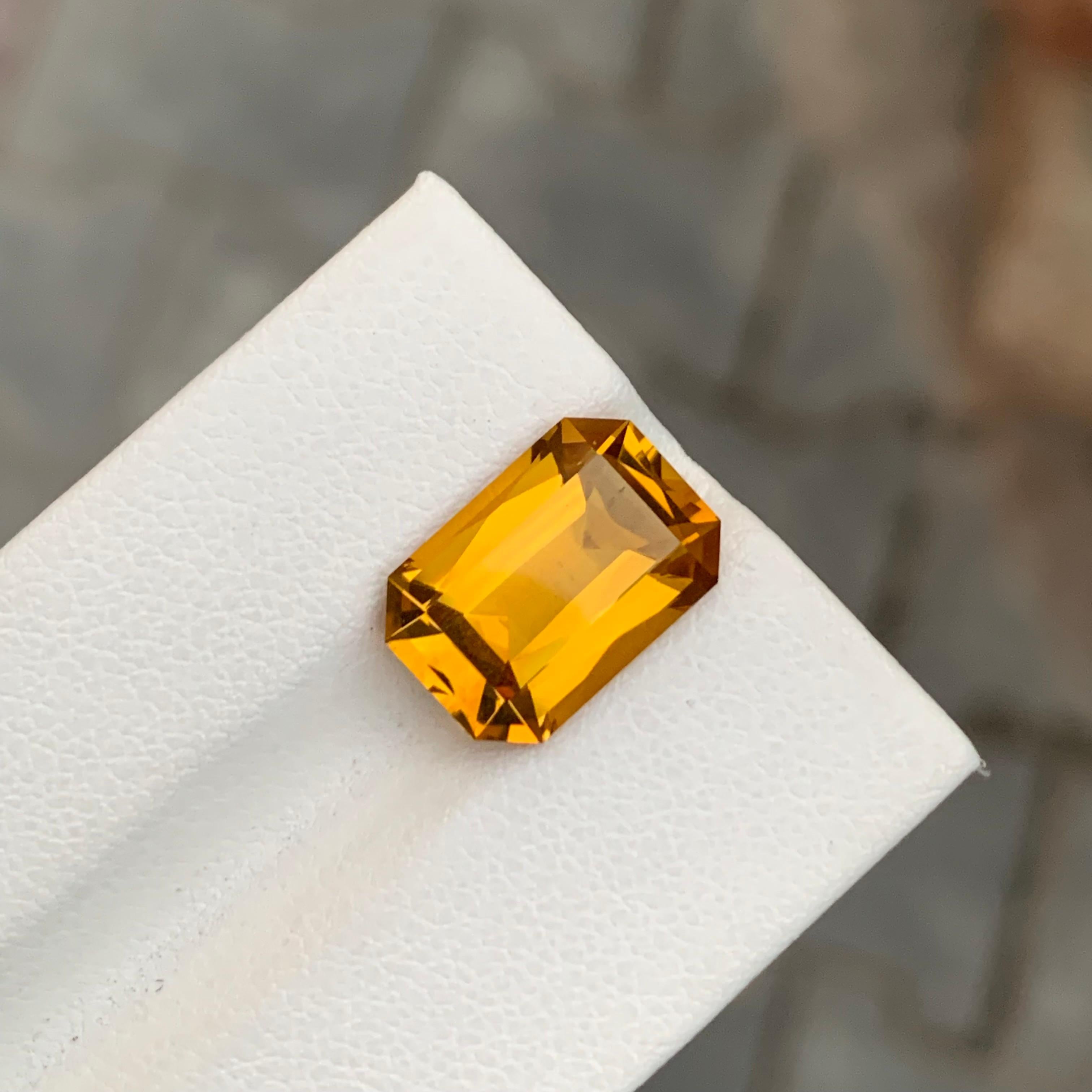 5.45 Karat natürlicher loser Citrin in Smaragdform in Smaragdform für Schmuck im Angebot 1