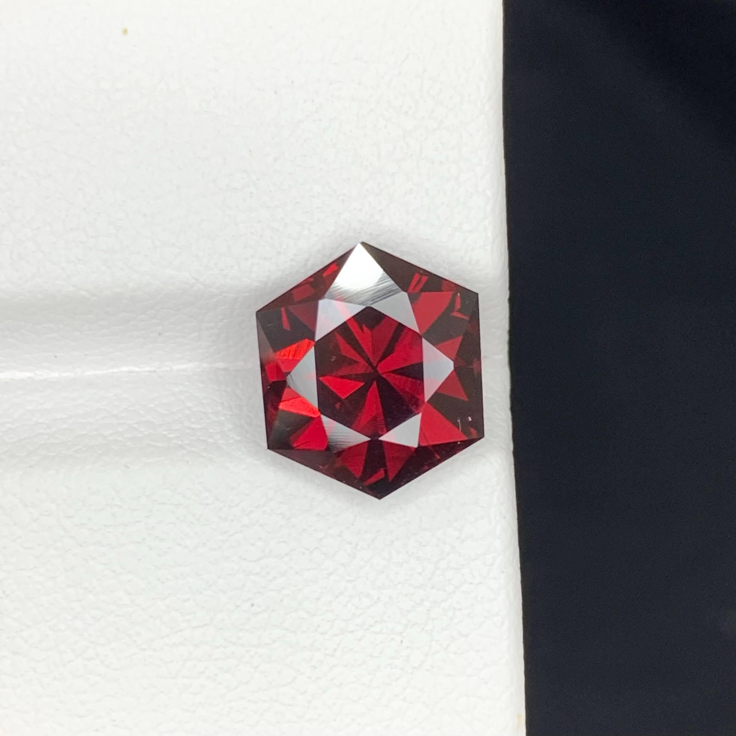 Weight 5.45 carat 
Dimensions 10.1x10.1x6.5mm
Treatment None 
Origin Africa 
Clarity VVS 
Shape Cut Hexagon




This striking 5.45-carat garnet features a rich, deep red color that radiates warmth and intensity. Sourced from Africa, the gemstone