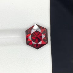 5.45 Carat Natural Loose Deep Red Garnet Stone Hexagon Cut African Gemstone