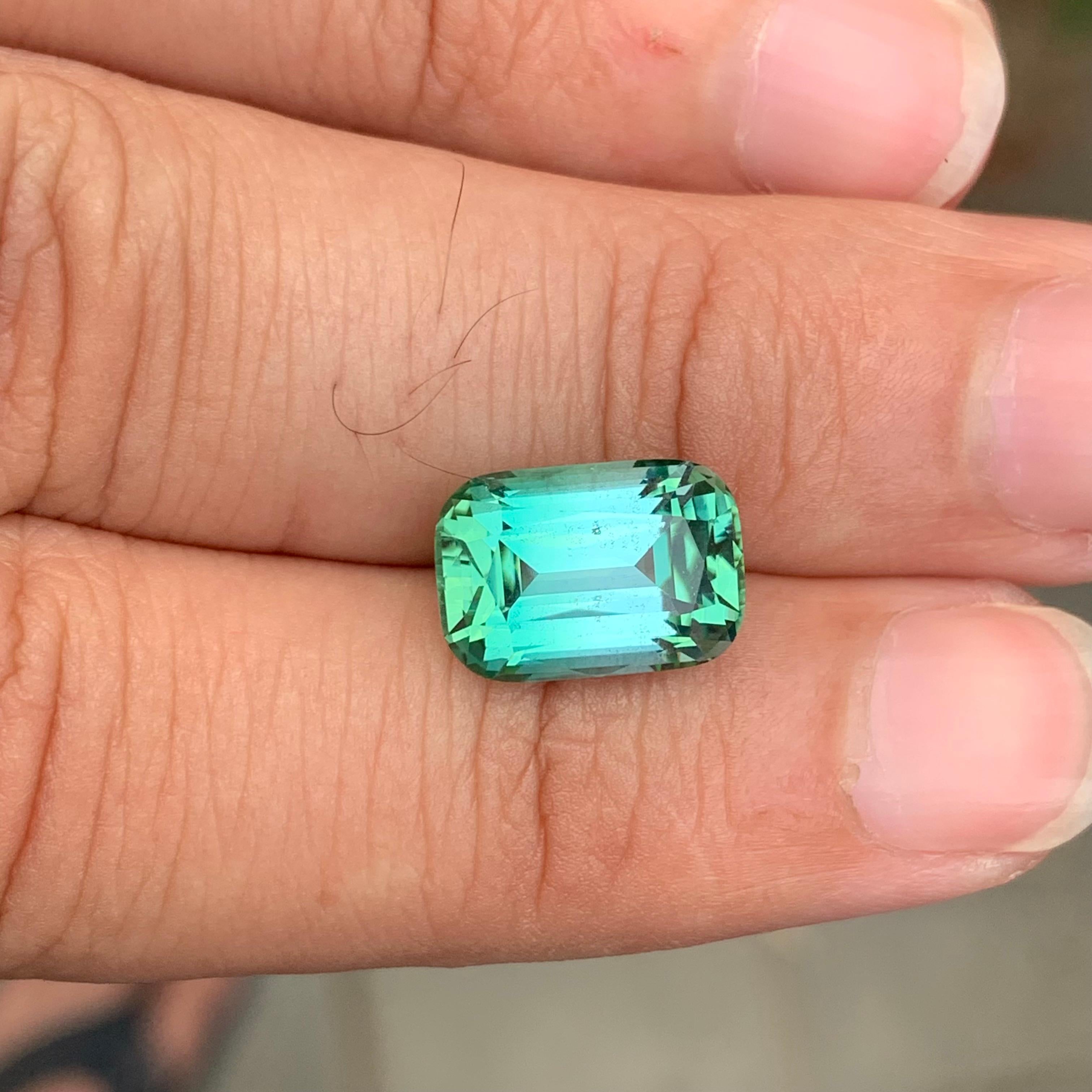 Top Quality 5.45 Carats Natural Loose Bicolor Seafoam Tourmaline en vente 2
