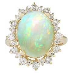 Natural Opal Diamond Ring In 14 Karat Yellow Gold 