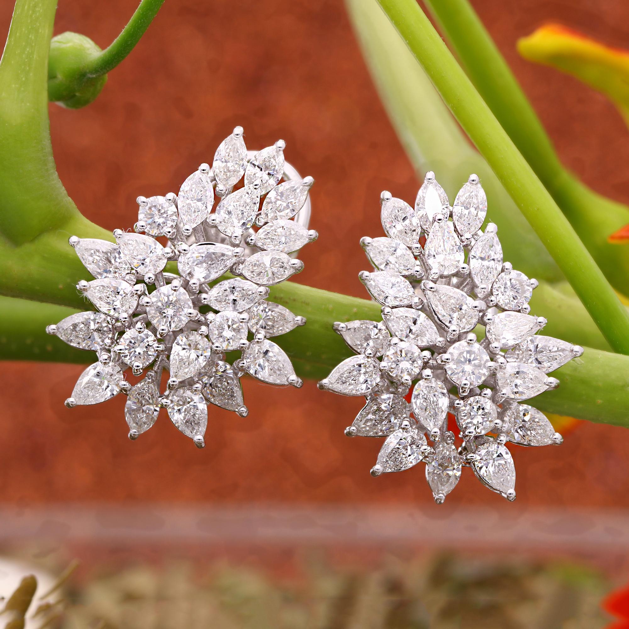 Modern 5.45 Carat SI Clarity HI Color Pear Diamond Earrings 18 Karat White Gold Jewelry For Sale