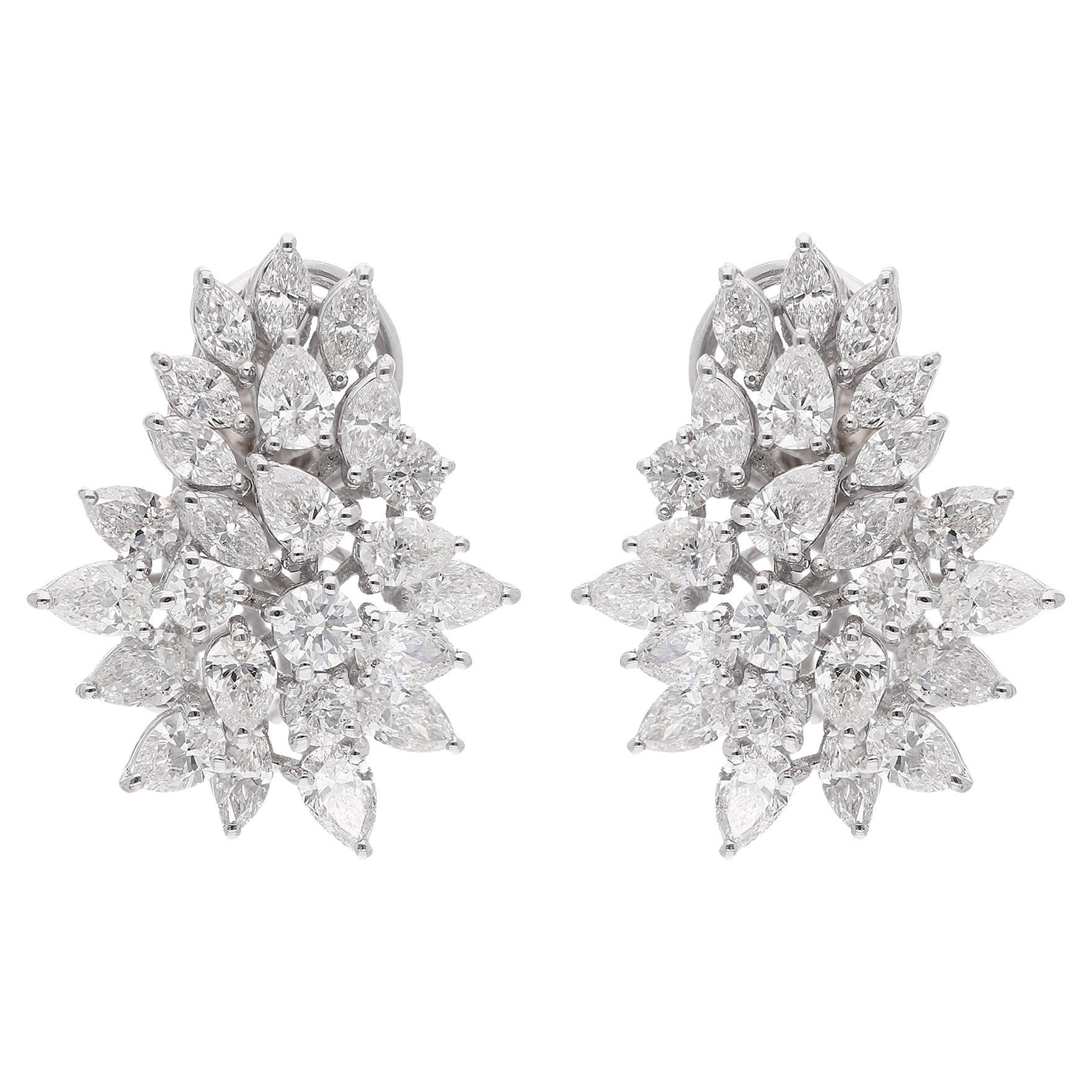 5.45 Carat SI Clarity HI Color Pear Diamond Earrings 18 Karat White Gold Jewelry