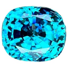 5.45 carats Blue Zircon Stone Cushion Cut Natural Cambodian Gemstone