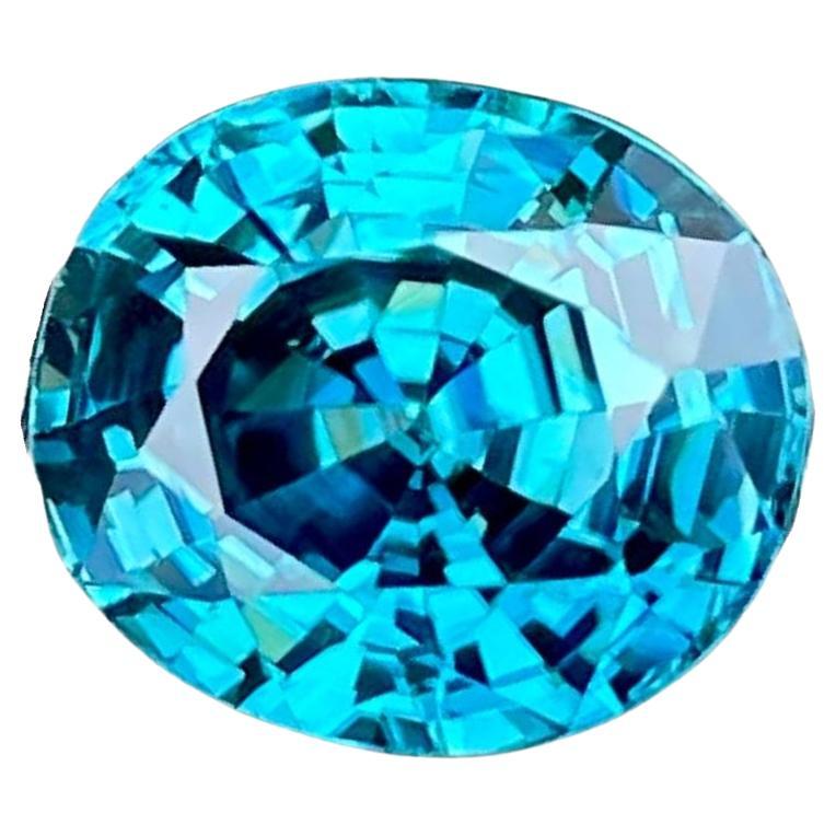 5.45 carats Loose Blue Zircon Stone Oval Cut Natural Cambodian Gemstone