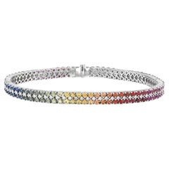 Armband aus 18 Karat Weißgold mit 5,45 Karat Regenbogenfarbenen Saphiren mit Diamanten