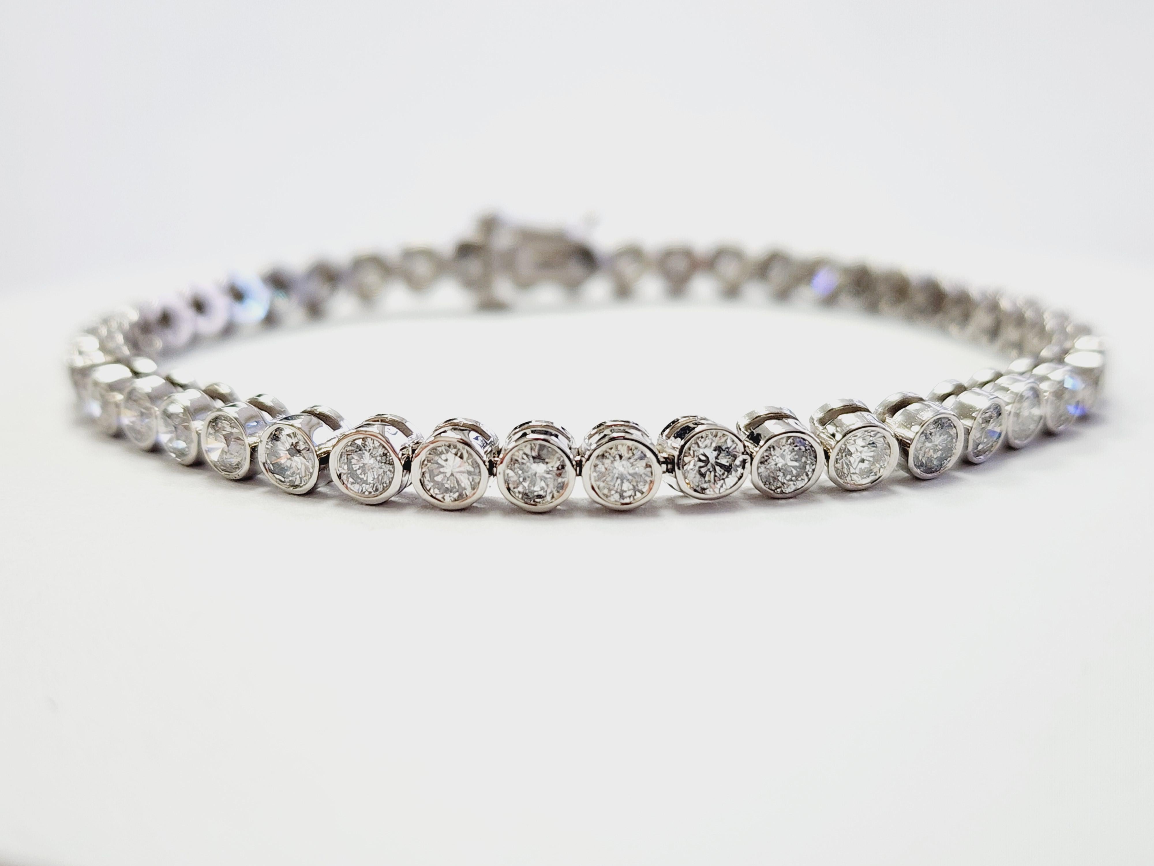 Elegant 14K Gold Diamond Tennis Bracelet – Bezel & Prong Set, 7