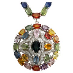 Collar De Zafiro Y Diamante En Oro Blanco De 14 Kilates