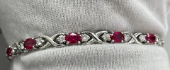 5.45ct Carat Ruby & Diamond 14K White Gold Bracelet