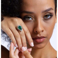 5.45ct Emerald And Marquise Diamond Cocktail Ring