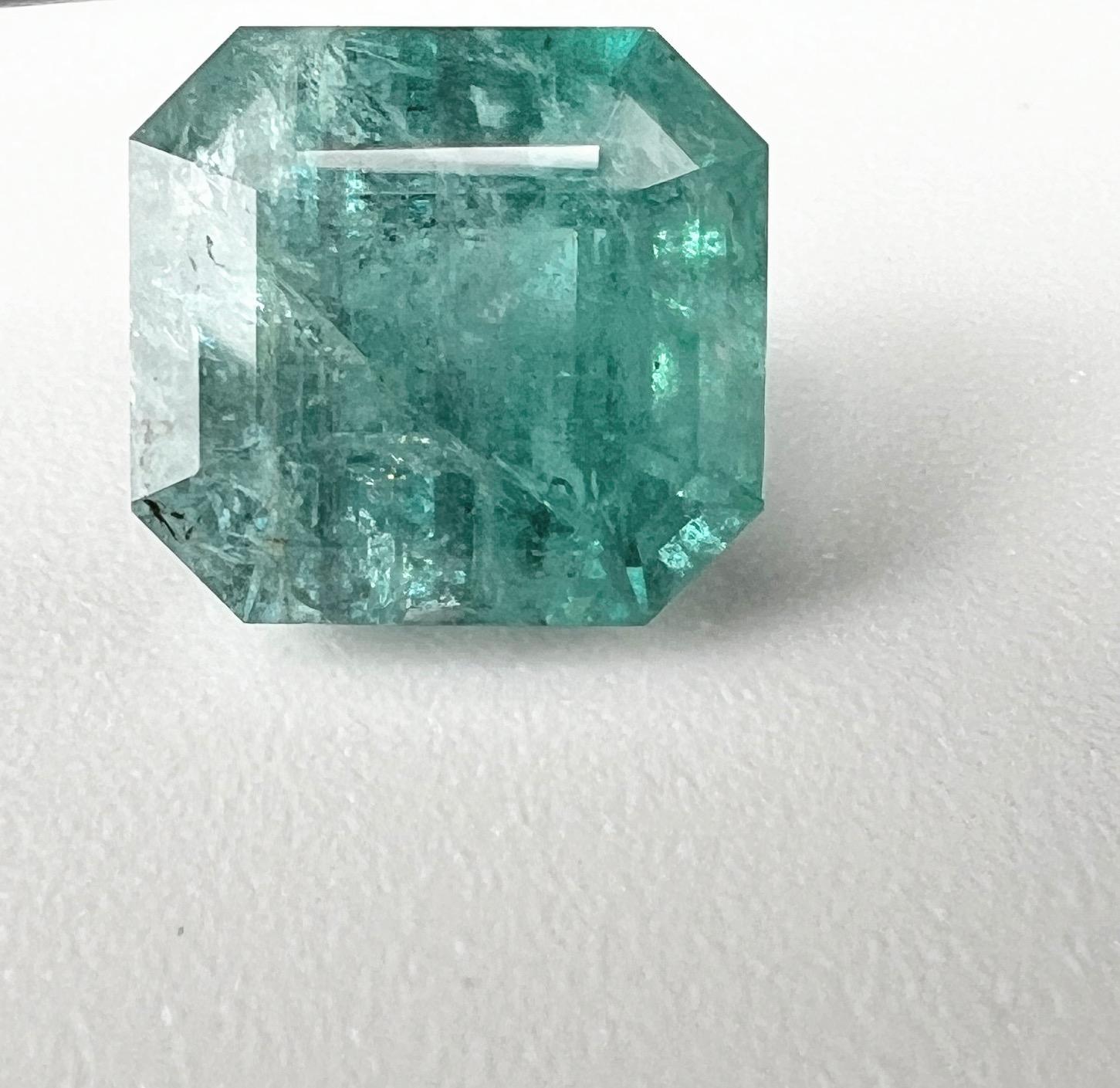 5.45ct NON-OILED Emerald Cut Natural EMERALD Gemstone For Sale 2
