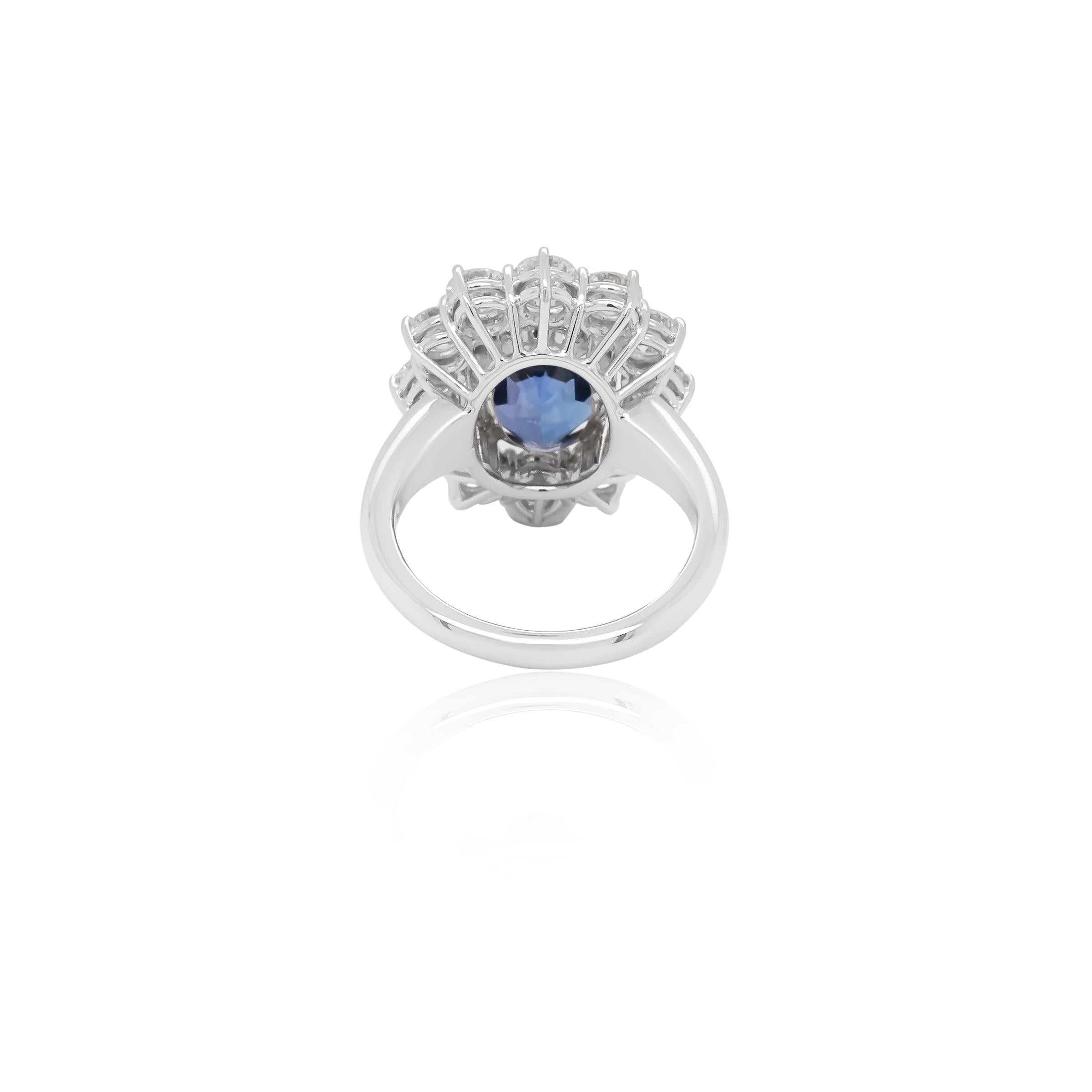 Art Deco 5.46 Carat AAA Tanzanite & Diamond Platinum Ring For Sale