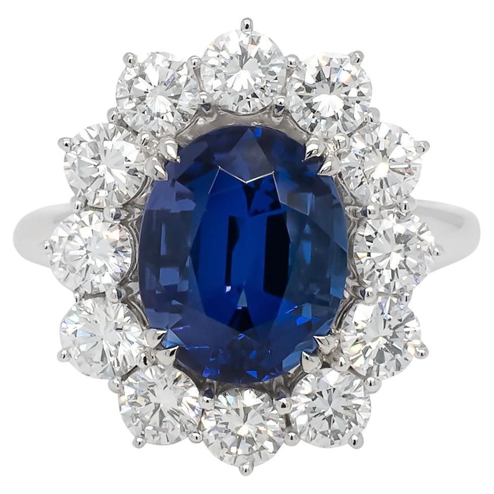 5.46 Carat AAA Tanzanite & Diamond Platinum Ring