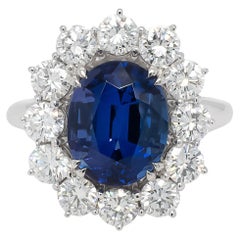 5.46 Carat AAA Tanzanite & Diamond Platinum Ring