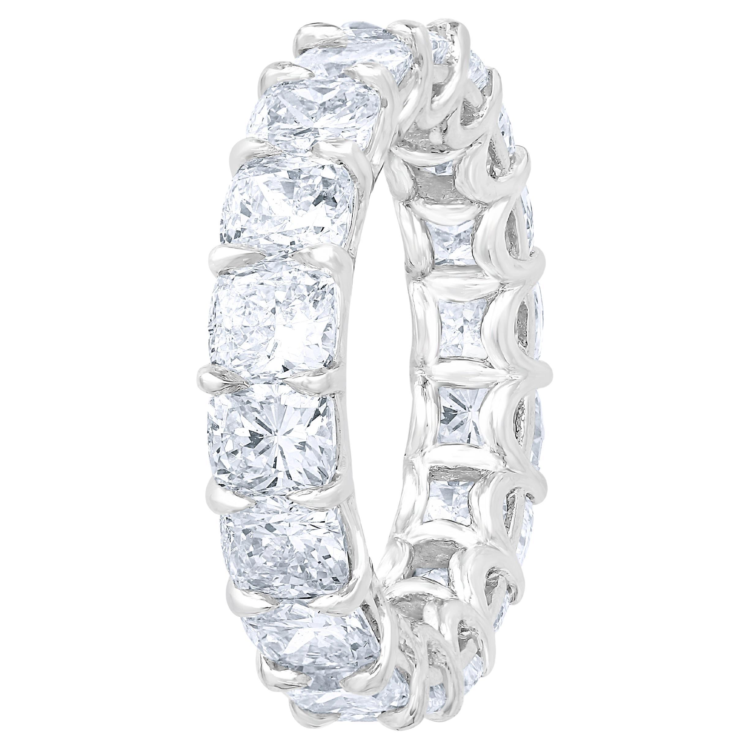 5.46 Carat Cushion Cut Eternity Band Ring For Sale
