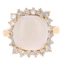 5.46 Carat Opal Diamond 14 Karat Yellow Gold Ring