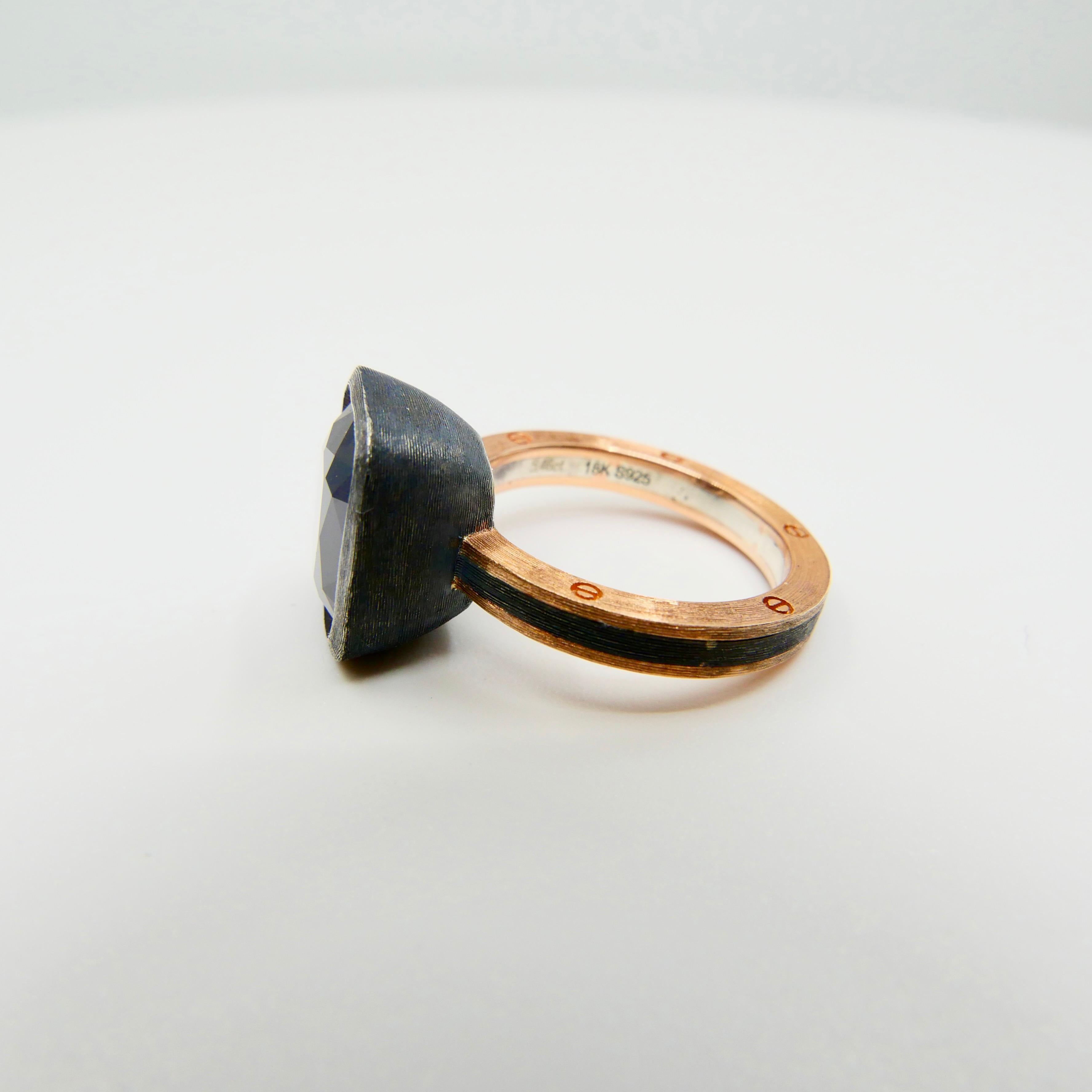5.46 Carat Purple Spinel Ring Set in Combination of 18k Gold & 925 Silver For Sale 7