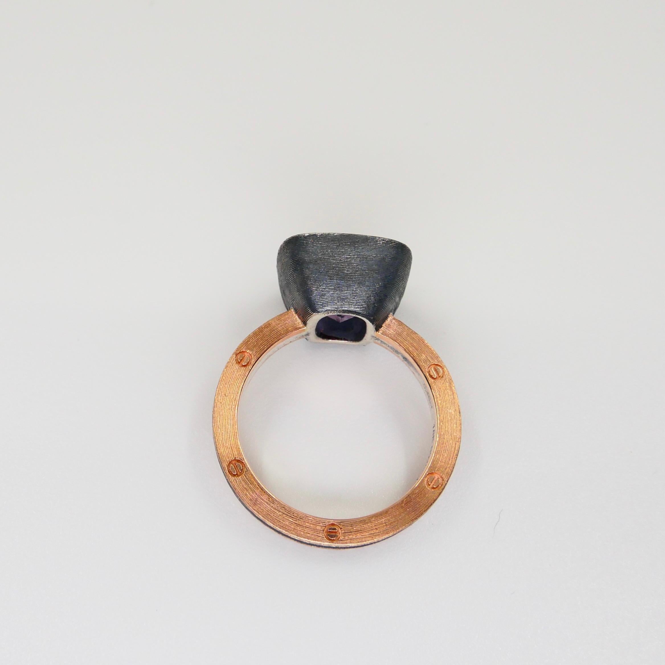 5.46 Carat Purple Spinel Ring Set in Combination of 18k Gold & 925 Silver For Sale 13