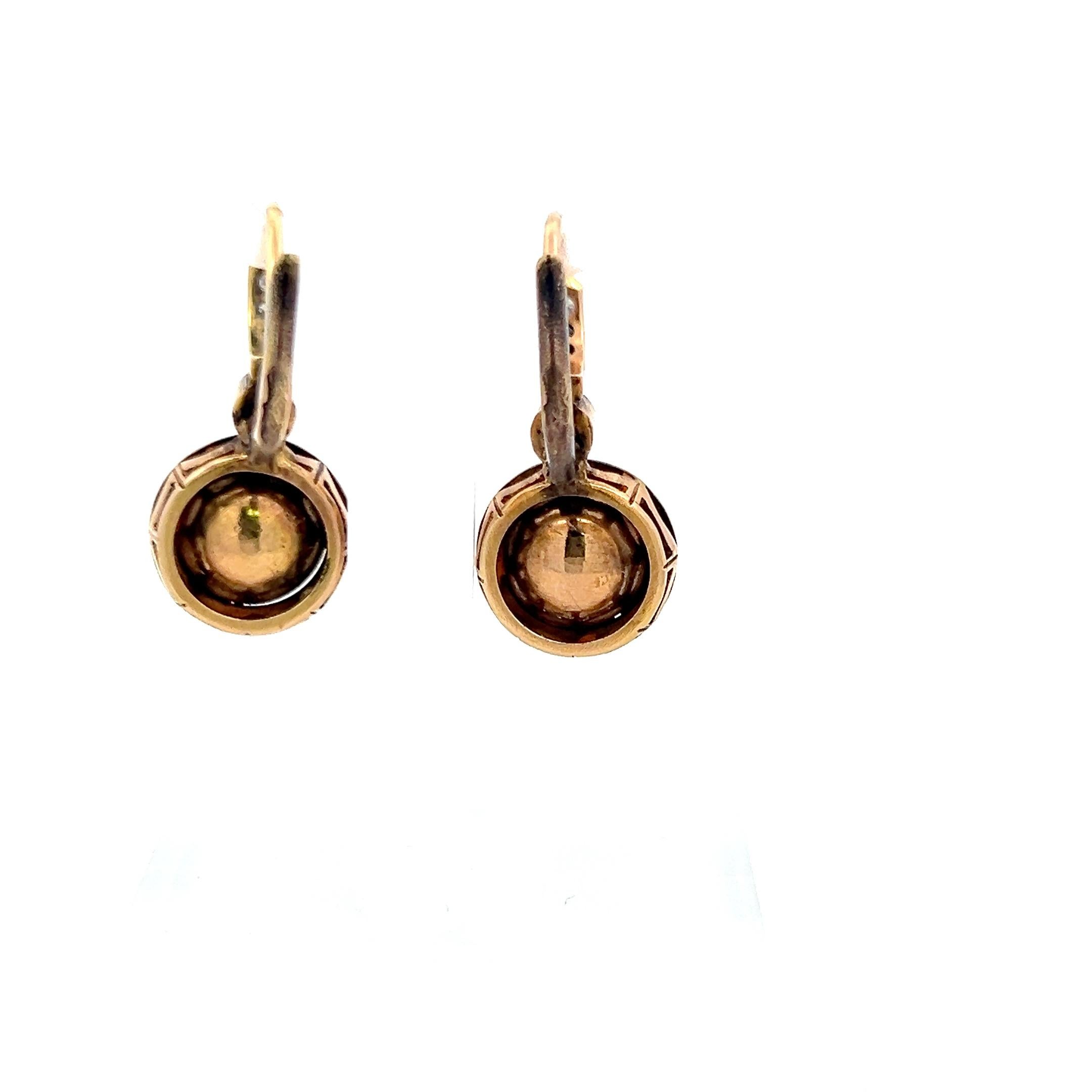 Taille rose Boucles d'oreilles à clip en or jaune 18K de 5,46 carats de diamants ronds et taillés en rose en vente
