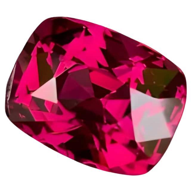 5.46 carats Reddish Pink Garnet Step Cushion Cut Natural Tanzanian Gemstone For Sale