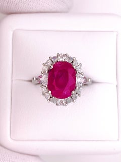 5.46 Ct GRS GIA Two Certificate Natural unheated Burma Mogok Ruby Red color