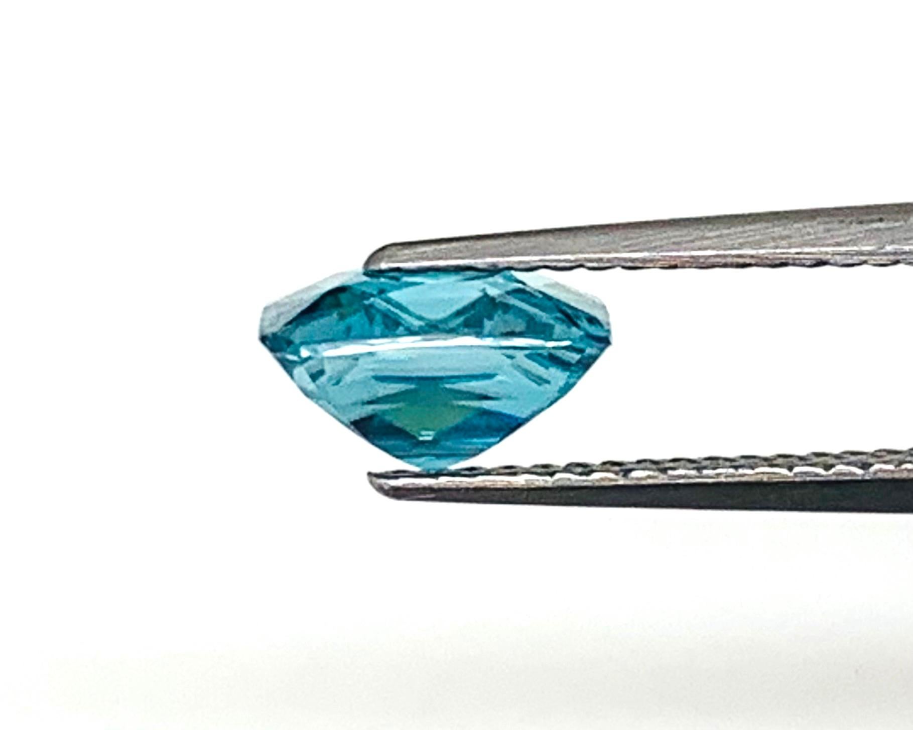 5.47 Carat Blue Zircon Square Octagon, Unset Loose Gemstone  In New Condition For Sale In Los Angeles, CA