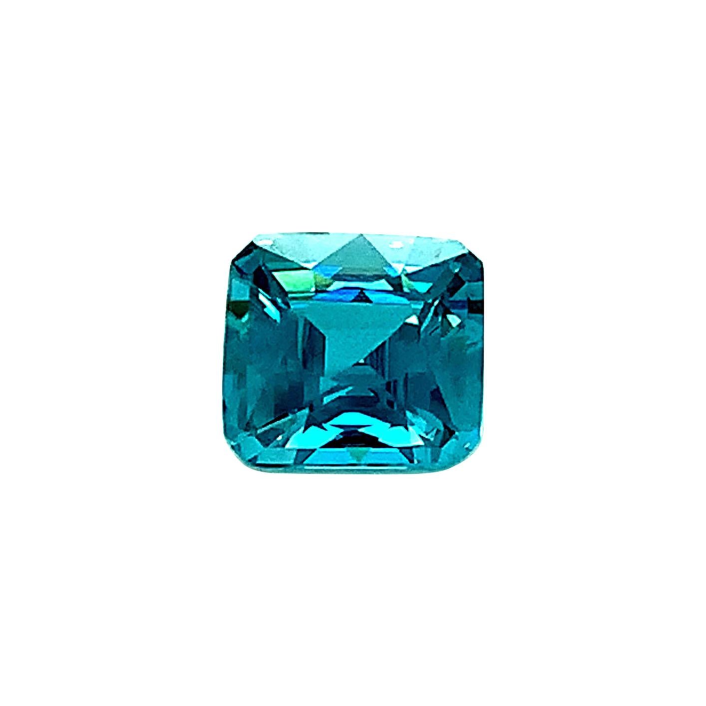 5.47 Carat Blue Zircon Square Octagon, Unset Loose Gemstone 