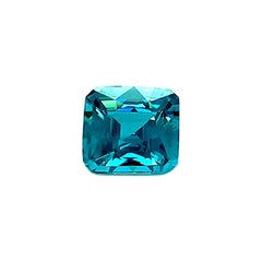 Zircon bleu octogonal carré de 5,47 carats, pierre précieuse non sertie 