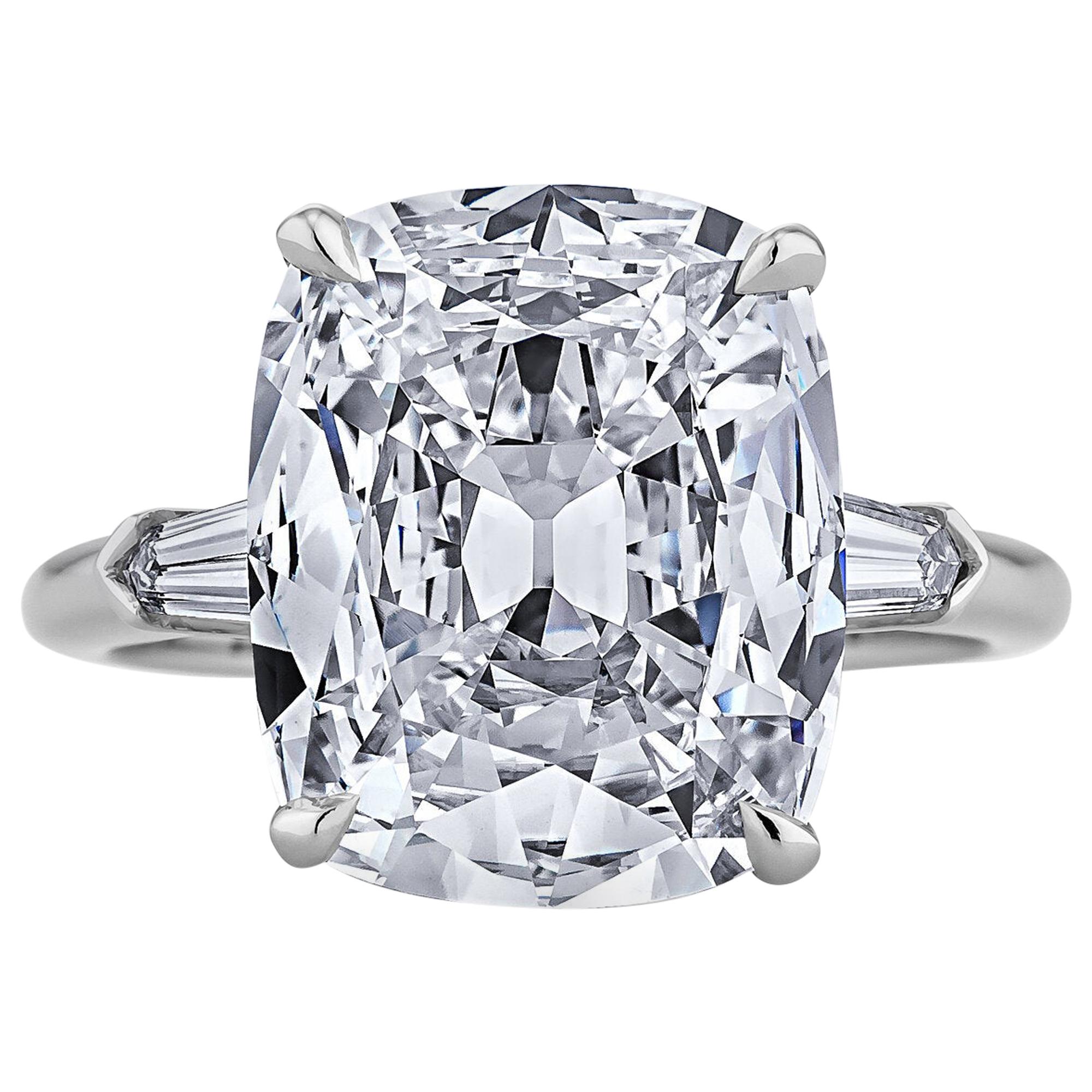 5.47 Carat Cushion Brilliant Diamond Platinum Engagement Ring