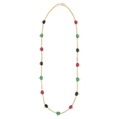 5.47 Carat ERS and Diamond Beaded Necklace in 18K Yellow Gold