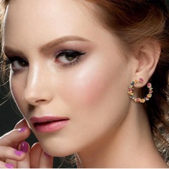 5.47 Carat Multi Sapphire 18 Karat Gold Hoop Earrings
