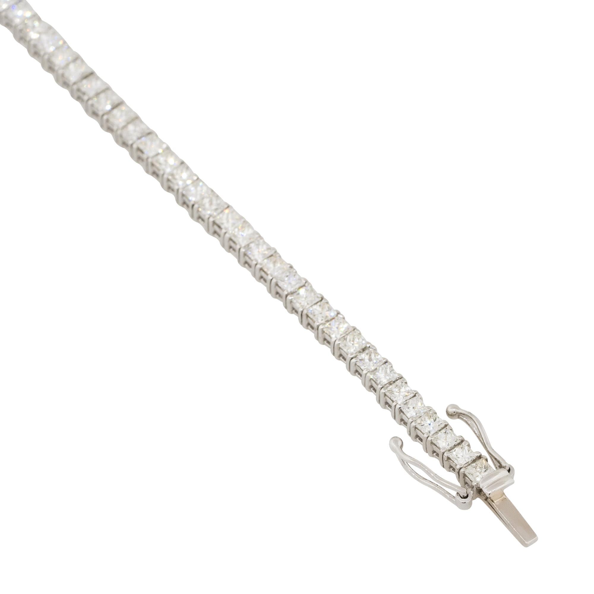 5.47 Carat Princess Cut Diamond Tennis Bracelet 14 Karat in Stock For Sale 1