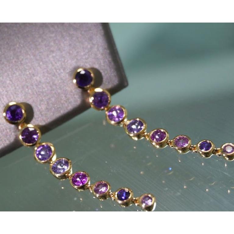 Women's 5.47 Carat Purple Sapphire Bezel Earrings For Sale