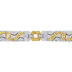 5.47 Carats Yellow and White Diamond Yellow and White Gold Bracelet