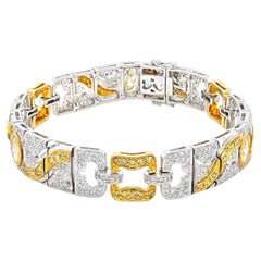 5.47 Carats Yellow and White Diamond Yellow and White Gold Bracelet