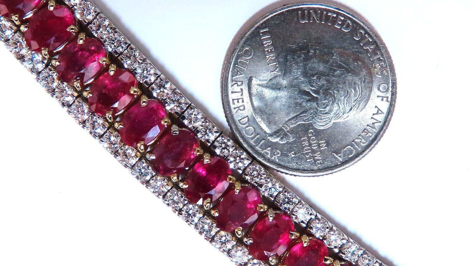 54.78 Ct Natural Ruby Diamonds Tennis Bracelet 14kt In New Condition For Sale In New York, NY